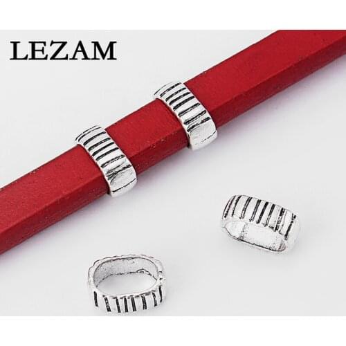 20pcs Antique Carved Lines Slider Spacer For 10*6mm Licorice Leather Cord Diy Necklace Bracelet Jewelry Accessories