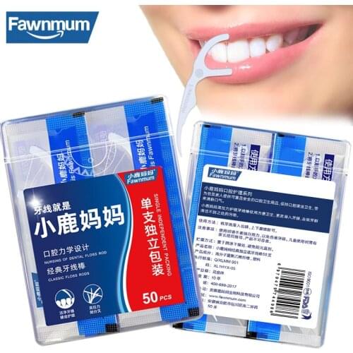 FawnmumSingle independent floss stick Floss Dental Cleaning 50Pcs/Set Plastic Toothpicks Interdental Brush Thread for Teeth Care