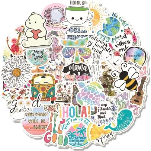 50PCS/Pack Fashion Flower Graffiti Stickers For Laptop Notebook Motorcycle Skateboard Computer Luggage Decal Sticker Toy