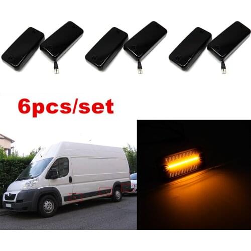 6pcs Amber Dynamic LED Side Marker Light For Volvo FE FL For MAN F For Iveco For DAF LF For Jeep Cherokee II For Renault Trucks