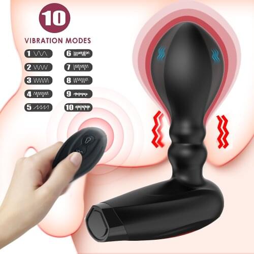 Automatic Inflatable Anal Plug Wireless Remote Control Vibrating Butt Plug Prostate Massage Huge Anus Expansion Vibrator Sex Toy