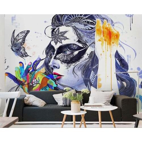 Beibehang Custom wallpaper living room bedroom background murals fashion hand-painted make-up woman art TV mural 3d wallpaper