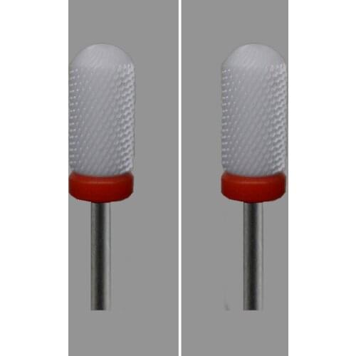 White Ceramic-2Pcs- Nail Drill Bit - Small Rounded Top Bit - (0027.060)