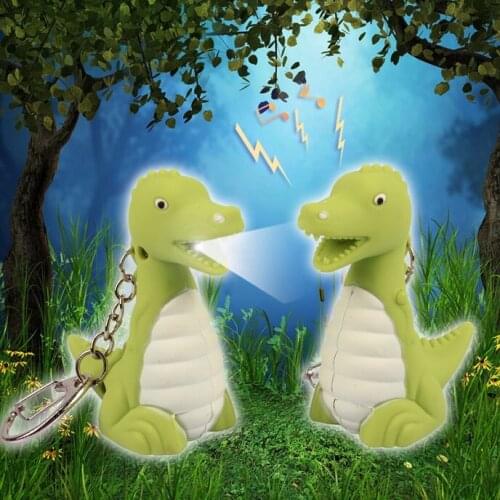 FREE SHIPPING BY DHL 200pcs/lot 2015 New 3D Plastic LED Dinosaur Keychains with Sound Lovely Animal Gift Keyrings for Kids