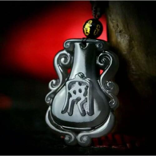 Free Shipping Natural wealth grind arenaceous obsidian necklace pendant with rope wholesale