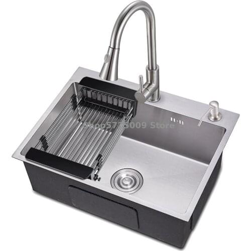 Nano Sink Large Single-bath Kitchen 304 Stainless Steel Manual Wash Basin Household Thickened Dishwashing Sink