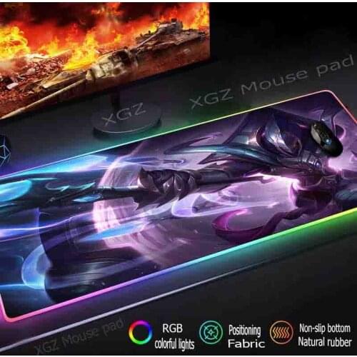Mairuige Large RGB Mouse Pad Lock Edge Anime Mystic Warrior HD Custom Colorful Luminous Computer Desk Mat Rubber Anti-slip Xxl