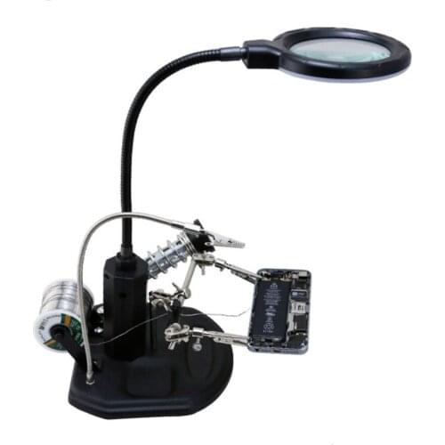 BST-308L Desktop Magnifier with Auxiliary Clip LED Table Lamp Jewelry Phone Repair Magnifier