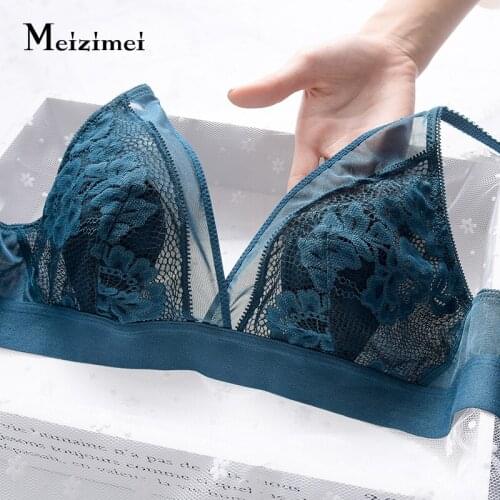 Meizimei french triangle cup lace bras for women sexy lingerie top bh beauty back bralette small size push up brassiere girl BCD