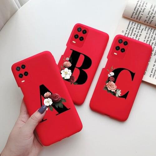 For OPPO A54 5G Case Shockproof TPU Soft Bumper Letter Flower Back Cover For OPPO A54 CPH2239 CPH2195 OPPOA54 A 54 5G Phone Case