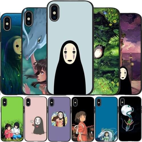 Cartoon Spirit Away Black Silicone Phone Case For IPhone 12 Mini 11 Pro Max XR XS XSMax X 5 5S SE 2020 6 7 8 Plus TPU Cover
