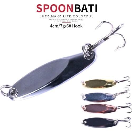 HENGJIA 1PC 4 Colors Metal Spoon Fishing Lure 4CM 7G 6#Treble Hook With High Quality Fishing Tackle