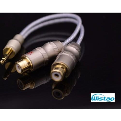 IWISTAO HIFI Cable 3.5mm to 2 Female RCA Stereo Cable Budweiser 3.5mm Gold-plated Phone Plug Audio Cables 150mm Free Shipping
