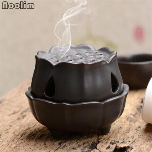 Ceramic Antique Lotus Coil Incense Burner Creative Porcelain Incense Holder Living Room Office Tea House Decoration Ornaments