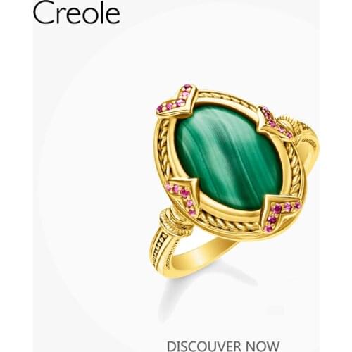 Ring Oval Green Stone Gold In 925 Sterling Silver Europe Style Women Jewelry 2021 Summer Brand New Vintage Elegant Bijoux Gift