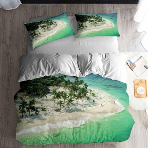 HELENGILI 3D Bedding Set Beach holiday scenery Print Duvet cover set bedclothes with pillowcase bed set home Textiles