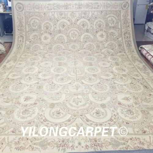 Yilong 11'x15' handmade flat weave 100% new zealand wool french chinese aubusson carpet (Au24-11x15)