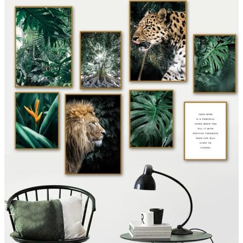 Square/Round Diamond Painting Jungle Leopard Leopard Lion Monstera Leaf Tree 5D DIY Diamond Embroidery Cross Stitch Home Decor
