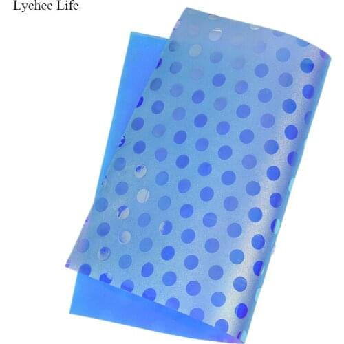 Lychee Life 3 Colors Colorful PVC Fabrics Laser Transparent A4 Dot Tecidos Fabric Handmake Sewing Accessories