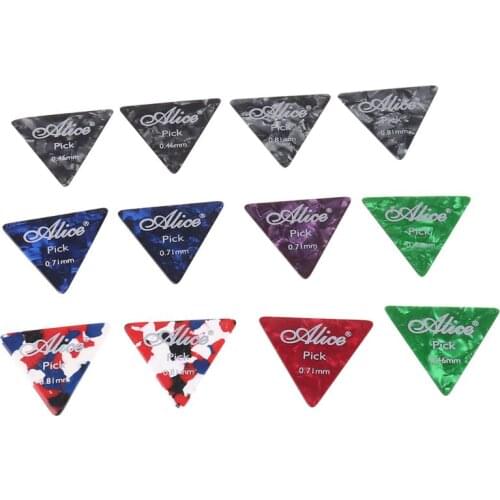 12pcs Celluloid Guitar Picks Big Triangle Pick Strumming Folk 0.46 0.71 0.81mm
