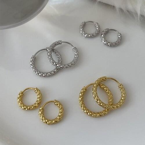 925 Sterling Silver Geometric Round Shiny Stud Earrings For Women Temperament Light Luxury Party Accessories EH997