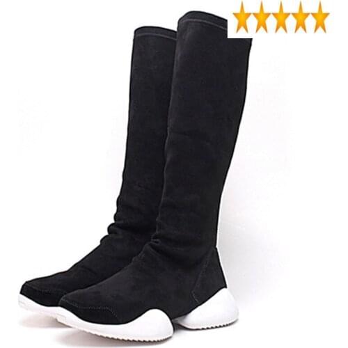 Men Street Casual Winter High Top Stretch Platform Boots for Couple Brand Black Slip On Hip Hop Botas Hombre Plus Size