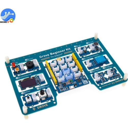The Grove Beginner Kit for Arduino UNO compatible board ATmega328p based Seeeduino Lotus pre-wired Compatible with Grove modules