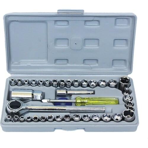 40Pcs/Set Auto Moto Repair Tools Socket Sleeve Ratchet Wrench Puller Arbor Toolbox Car Repair Tools Car Accessories Car Styling