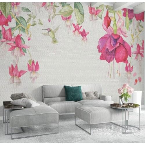 Bacaz 3D Red Flower Wallpaper Art Wall Mural for Living Room Sofa Background 3d Wall Mural Bedroom Wall paper Decor