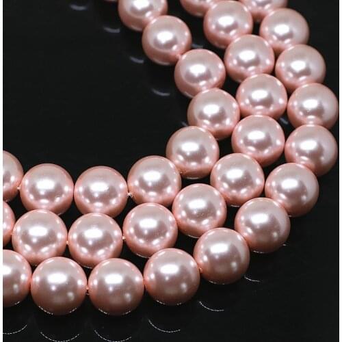 Wholesale pink round shell pearels simulated pearl loose spacers beads 4-14mm created for female jewel accessories 15inch B1613