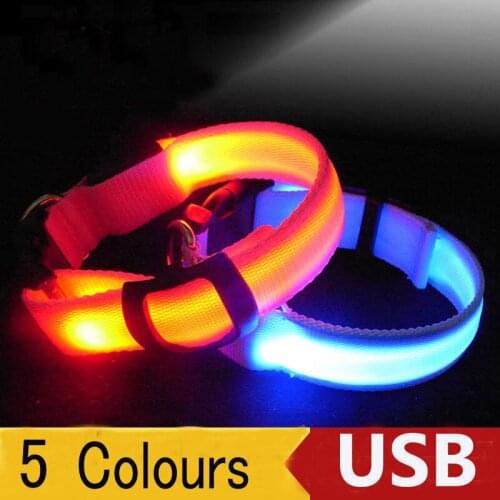 Dog Collar Lamp LED USB Charging Avoid Car Accident Collar for Dogs Anti-Lost Necklace Pet Products Puppies Dog Collars Leads
