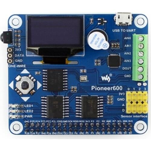 Waveshare Pioneer600 Raspberry Pi Expansion Board Miscellaneous Components Supports Raspberry Pi A+/B+/2B/3B/3B+ USB TO UART