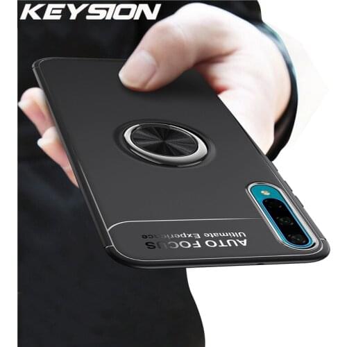 KEYSION Shockproof Case For Huawei Honor 30i 30S Soft Silicone Magnetic Metal Ring Stand Phone cover for Honor 30 Pro + Plus