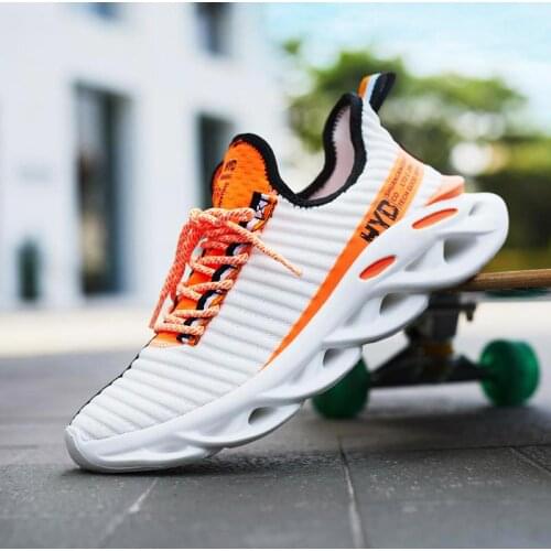 Plus Size Summer Breathable Mens Running Shoes Women Sport Shoes Men Sneakers Mens Sports Cheap White Orange Tennis 2021 D-484