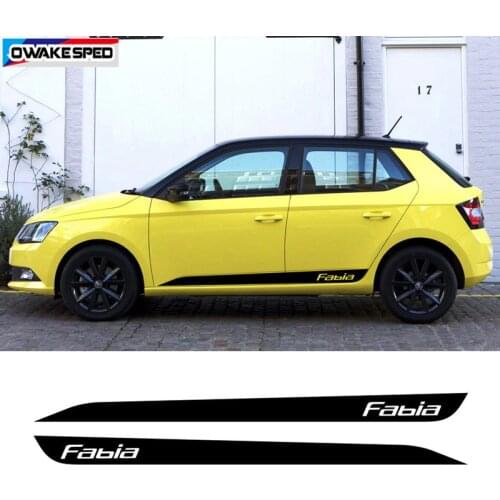 Sport Stripes Car Door Side Skirt Sticker For Skoda-Fabia 2015-2019 Auto Body Decor Vinyl Decals Exterior Accessories