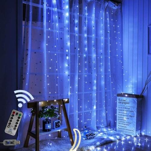 Remote control 3x2m 200 LED Window Curtain Lights Copper wire Christmas Fairy String light Wedding Party Decorations USB Powered