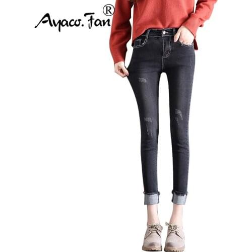 Vintage Jeans 2019 New Summer Slim Ankle-Length Pants for Woman Girls Lady Cuffs Pencil Pants Casual Women Skinny Denim Trousers