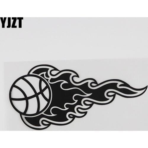 YJZT 16.3CMX7.7CM Basketball Burning Ball Decal Vinyl Car Sticker Black/Silver 8A-0874