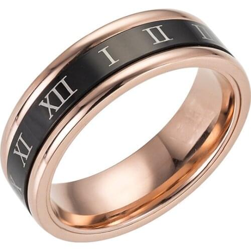 POTCET Korea 2021 Trendy Fashion Womens Stainless Steel Roman Numerals Rotatable Titanium Steel Ring Free Shipping Jewelry