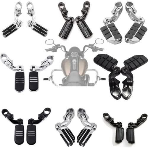 1 Pair 1 1/4"Chrome Motorcycle Highway Foot Pegs Pedal For Harley Street Glide FLHX Road King Heritage Softail Classic FLSTC