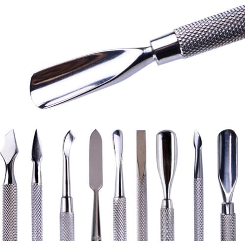1pcs Double-ended Stainless Steel Cuticle Pusher Dead Skin Push Remover For Pedicure Manicure Nail Art Cleaner Care Tool LA1-9-1