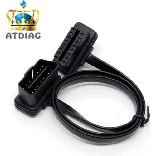 OBD II 16 pin Flat Thin As Noodle OBDII OBD2 16Pin Male To Female Elbow OBD2 Extension Cable 16 pin