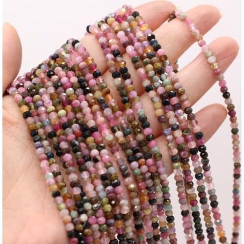 2/3/4mm Natural Stone Tourmaline Beads Round Section Spacer Bead for Fine Jewelry Accessories Making DIY Necklace Bracelets