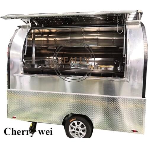 230cm cheapest full stainless steel mobile food trailer food trucks food trailer cart customize working bench fryer freezer