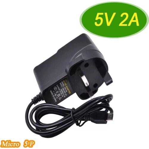 1PCS AC100-240V to DC 5V2A Micro USB Power Adapter 5 Volt Switching Power Supply UK Plug 10W Universal Adapter Micro 5P Charger