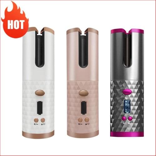 Cordless Automatic Hair Curler USB Rechargeable Auto Rotating Curling LED Display Temperature For Curly Machine Or Waves Hair