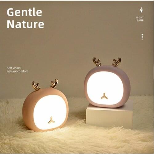 Stepless Dimmable USB Rechargeable LED Night Lamp Rabbit Deer Cartoon Animal Home Desk Lamp For Baby Children Bedside Sleep