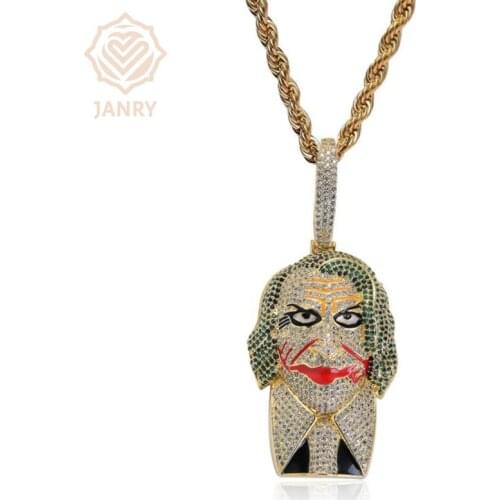 JANRY Top Quality Suit Clown 3A Zircon Pendant Necklace Gold Color Necklace With 60cm Stainless Steel Rope Chain For Women