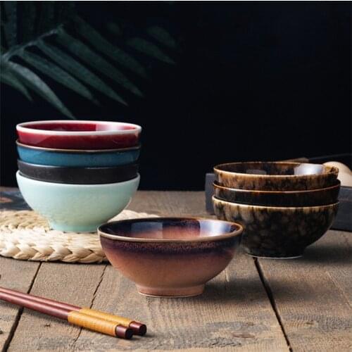 Japanese-style Ceramic Rice Bowl Soup Bowl Creative 4.5 Inch Kiln Change Dessert Noodle Bowl Food Container Household Tableware