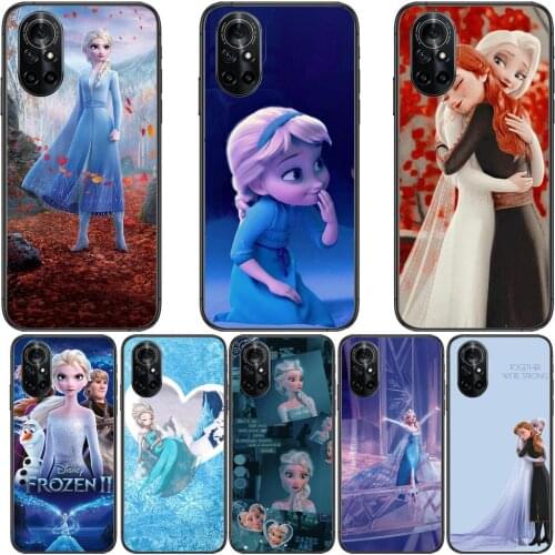 Elsa and Anna Frozen Clear Phone Case For Huawei Honor 20 10 9 8A 7 5T X Pro Lite 5G Black Etui Coque Hoesjes Comic Fash